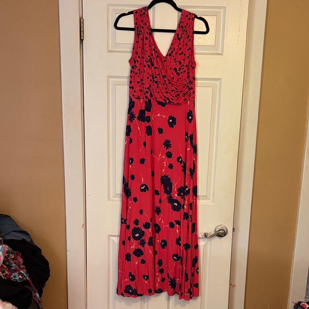 Boden Red Floral Maxi Dress 10 Petite